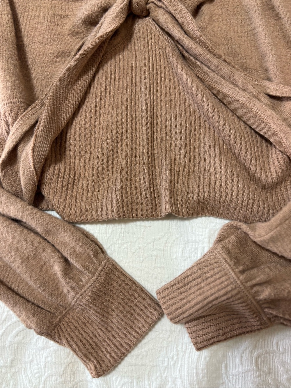 Abercrombie & Fitch Soft A&F Cozy Tie Front Cardigan Brown Tan XS Long Sleeve - Picture 6 of 6